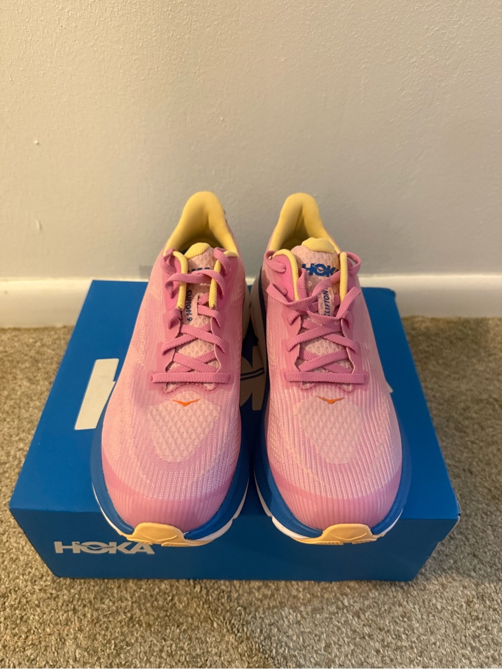 Hoka Pink, Blue & Yellow Running Shoes - Picture 2 of 6